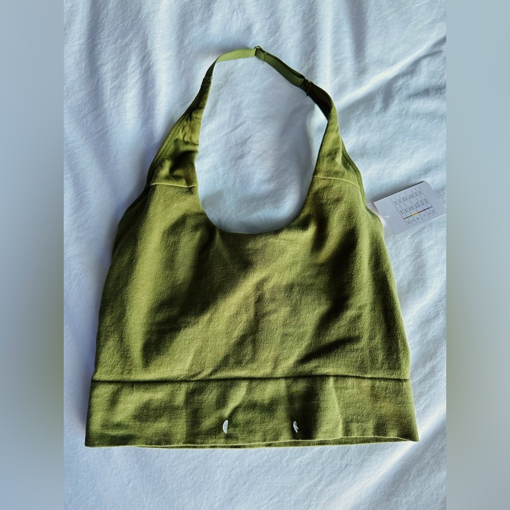 NWT- Olive green Arden halter crop top/bra- size small
